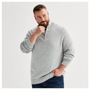 Men's Gray Quarter-Zip Sweater